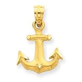 14K Diamond-cut Anchor Pendant