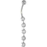 Solid 14kt White Gold Paragon Cubic Zirconia Drop Belly Ring