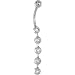 Solid 14kt White Gold Paragon Cubic Zirconia Drop Belly Ring