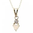 White Opal Heart Pendant Necklace Set in Yellow Gold 18 Inch