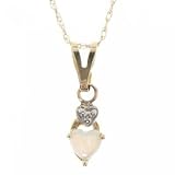 New 10K Yellow Gold Heart Pendant Necklace Opal 18In