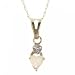 White Opal Heart Pendant Necklace Set in Yellow Gold 18 Inch