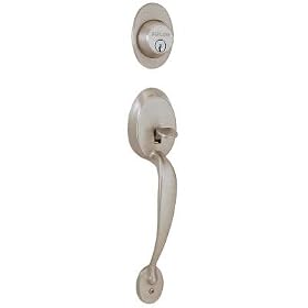 Schlage F362PLY619ACCRH Satin Nickel F-Series Plymouth Plymouth Handleset with Accent Lever for Right Handed Applications