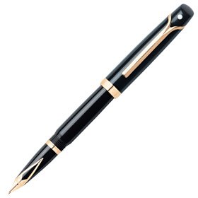 Sheaffer Valor Black 22K Gold Plate Trim Fountain Pen Fine Nib