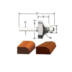Vermont American 23134 3 8-Inch Radius Carbide Tipped Roundover and Bead Router Bit, 2-Inch Ball... by Vermont American