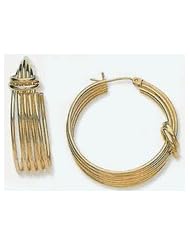 32mm X 8mm 14k Concentric Hoops Tube Earrings