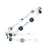 0.01 Cts Diamond & 7.12 Cts London Blue Topaz Bracelet in 14K White Gold