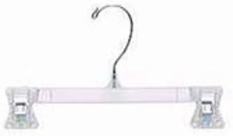 100 Clear Break Resistant Skirt and Pants Hanger with Chrome Swivel Hook - 10"