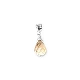Sterling Silver November Birthstone Genuine Citrine Drop Pendant