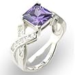 Women's Solitaire Amethyst Cubic Zirconia Special Plating Ring, Size: 5-10 Sterling Silver .925