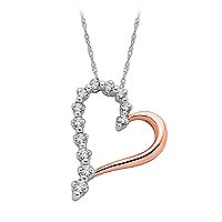 1 6 ct. tw. Diamond Journey Heart Pendant in 10K Rose Gold by Fred Meyer Jewelers