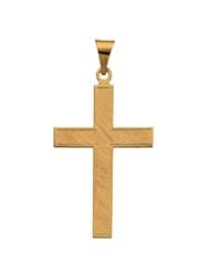 Elegant Cotised Cross in Solid 14 Karat Yellow Gold 18.00X12.00 MM