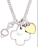 Far Fetched White Pearl, Cross & Heart Charm Necklace - 16 Inches