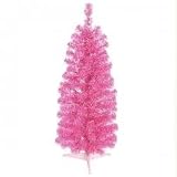 4.5′ Pre-Lit Hot Pink Artificial Pencil Tinsel Christmas Tree – Pink Lights