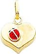 14K Gold Heart Enameled Ladybug Charm