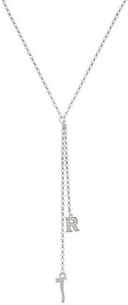 3-D Axe - Initial R - Crystal Initial Y-Shaped Necklace