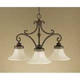 Murray Feiss Drawing Room Three-Light Downlight Chandelier in Walnut and Amber Snow Scavo Glass #F2219/3WAL