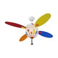 Monte Carlo 4BN44WHD Balloon 44-Inch 4-Blade Ceiling Fan with Light Kit and Red/Orange/Blue/Yellow Blades, White