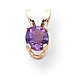 14k 4mm Round Amethyst Birthstone Pendant XBE205