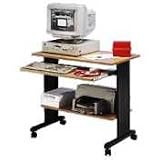 Fixed Height 35 Mobile Workstation - Oak/ Black