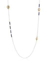 T Tahari "Night Sky" Blue and Gold Station Strand Necklace, 36"