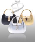 BG Solid Metal Frame With Crystal Accent Clutch Evening Bag