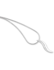Silver with Diamonds - S-Shaped Two Tone Diamond Silver Pendant