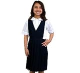 French Toast Girls' V-neck Pleated Jumper (Size 8, Navy)