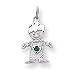 14k White Gold CZ May Boy Birthstone Charm