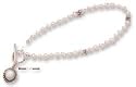 Sterling Silver 7 Inch Mother Of Pearl Beads with Beads Toggle Bracelet