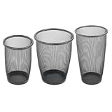 Steel Mesh Wastebasket, 3 Quart, 7-1/2x9, Black (SAF9716BL) Category: Miscellaneous Trash Cans