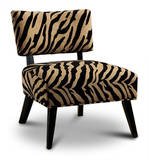 MAN CAVE Zebra Print Walnut Oversize Chair Entry Accent Seat