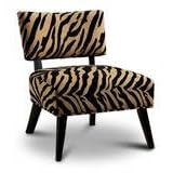 MAN CAVE Zebra Print Walnut Oversize Chair Entry Accent Seat by The Furniture Cove