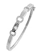 Sterling Silver Snaketone Bangle Bracelet with Embedded Clear CZs