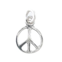 Small Open Design Peace Symbol Pendant or Charm in Sterling Silver, #8124