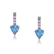 Trillion Blue Topaz and Diamond Drop Earrings in 14 Karat White Gold