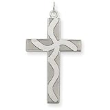 14k White Gold Laser Designed Cross Pendant