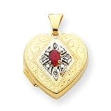 14k Ruby & 0.03ct. Diamond 18mm Heart Locket