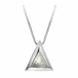 Sterling Silver Simulated Diamond cz Triangle Slide/Pendant