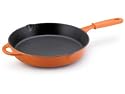 Rachael Ray 12-Inch Cast Iron Skillet with Silicone Grip Handles, Orange with Matte Black Interior