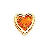 14K Gold 6mm Heart Citrine Slide Pendant Jewelry New