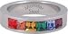 Gay Pride Lesbian Stainless Steel Rainbow Ring Size 10
