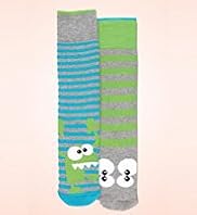 2 Pairs of Cotton Rich Monster Striped Socks