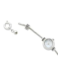 Sterling Silver Round Face Watch Bead Starter Bracelet for Reflection Beads or European Beads with 4mm Holes - Regular 7 to 8 Inches