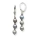 14k White Gold Black Tri-Pearl Leverback Earrings
