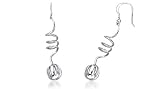 Spiral Ball Tube Drop Earrings Sterling Silver