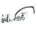 Arched Spout Faucet with Porcelain Lever Handles - Chrome