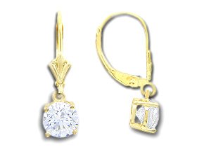 5mm Cubic Zirconia Dangle Leverback Earrings