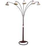 87 5 LIGHT MISSION ARC FLOOR LAMP IN BRONZE FINISH WITH HONEY SHADES by ShopZeus