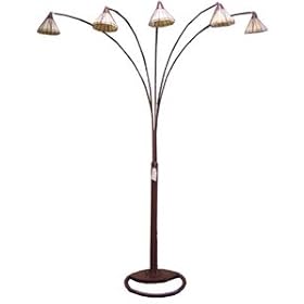 87 5 LIGHT MISSION ARC FLOOR LAMP IN BRONZE FINISH WITH HONEY SHADES by ShopZeus